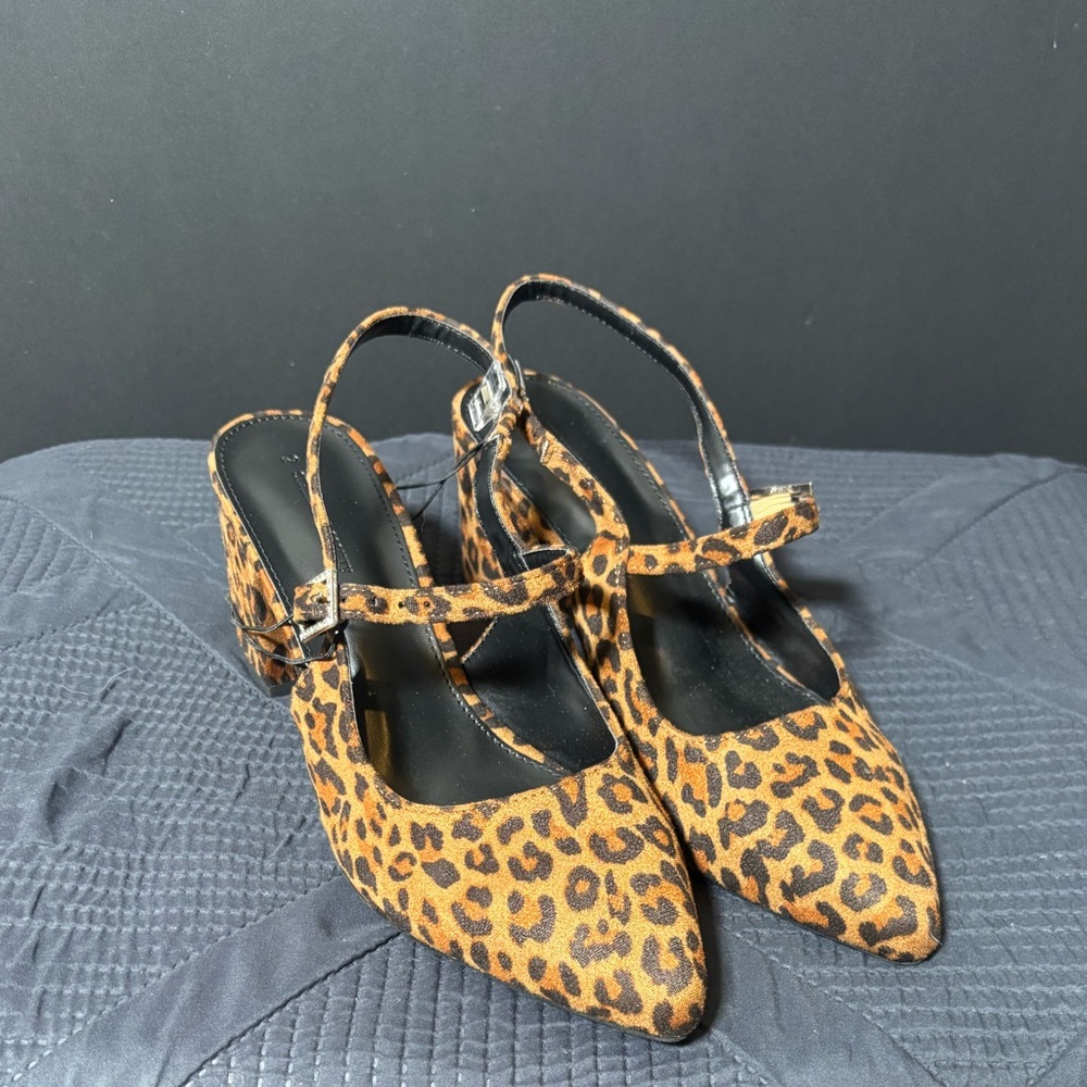 Leopard Print Slingback Women Shoes